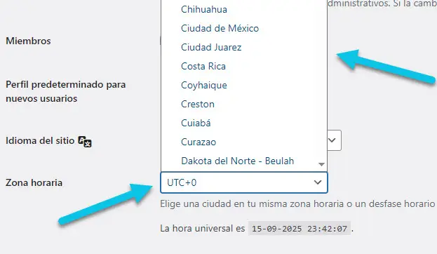 Cómo cambiar la zona horaria en WordPress