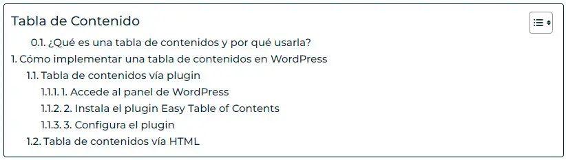 Cómo implementar una tabla de contenidos en WordPress